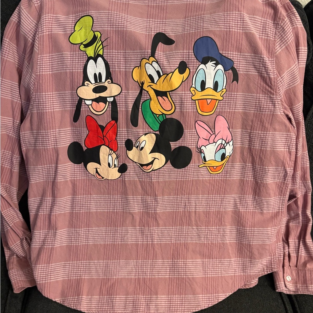 Disney Mickey Mouse Pink Plaid Shirt